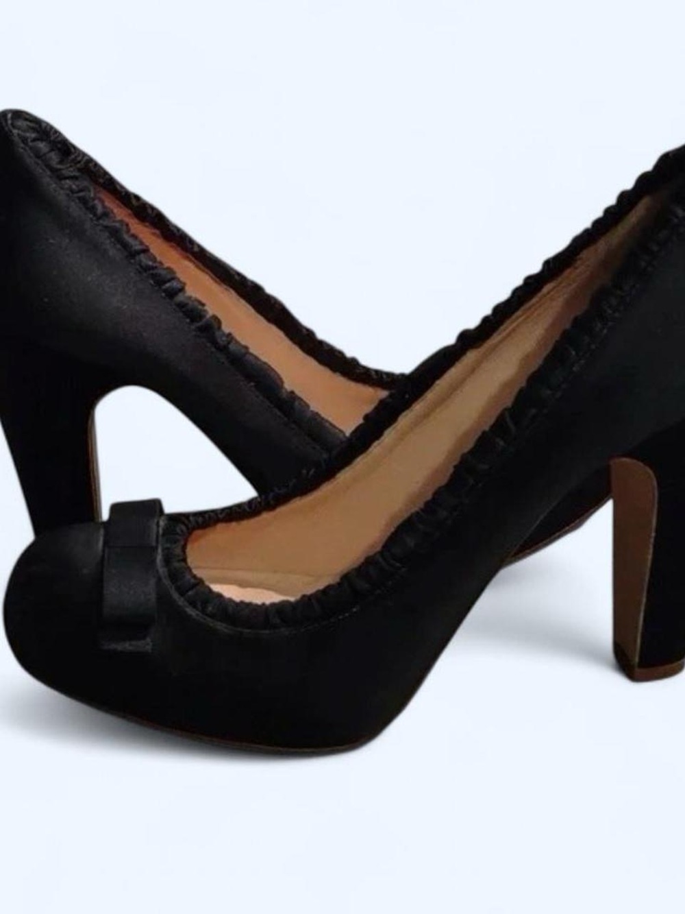 Marc Jacobs Black Satin Bow Pump Italy Bettie page pinup fetish heels